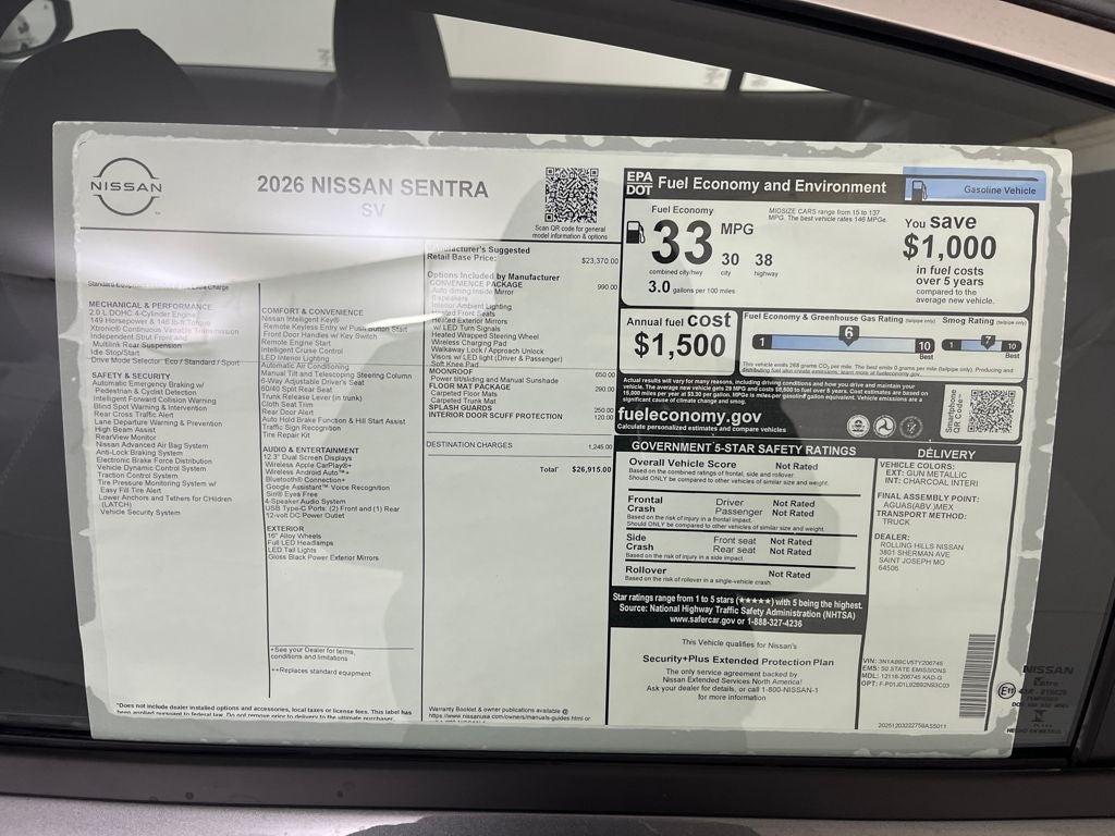 2026 Nissan Sentra SV