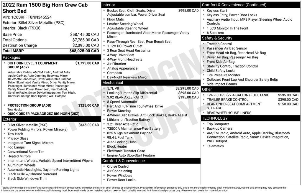 2022 RAM 1500 Big Horn/Lone Star