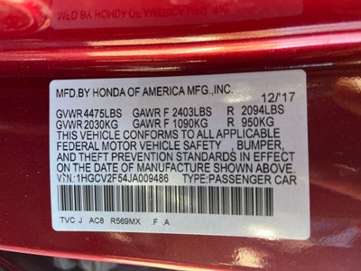 2018 Honda Accord EX-L 2.0T