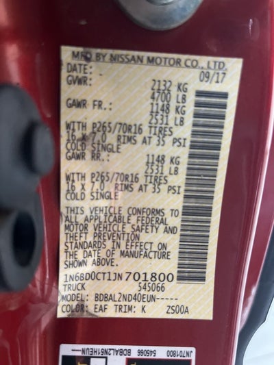 2018 Nissan Frontier SV I4