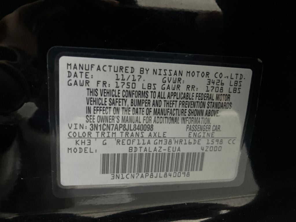 2018 Nissan Versa 1.6 S Plus