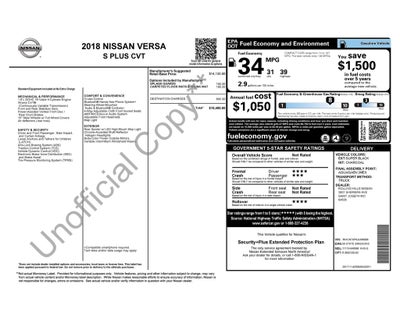 2018 Nissan Versa 1.6 S Plus