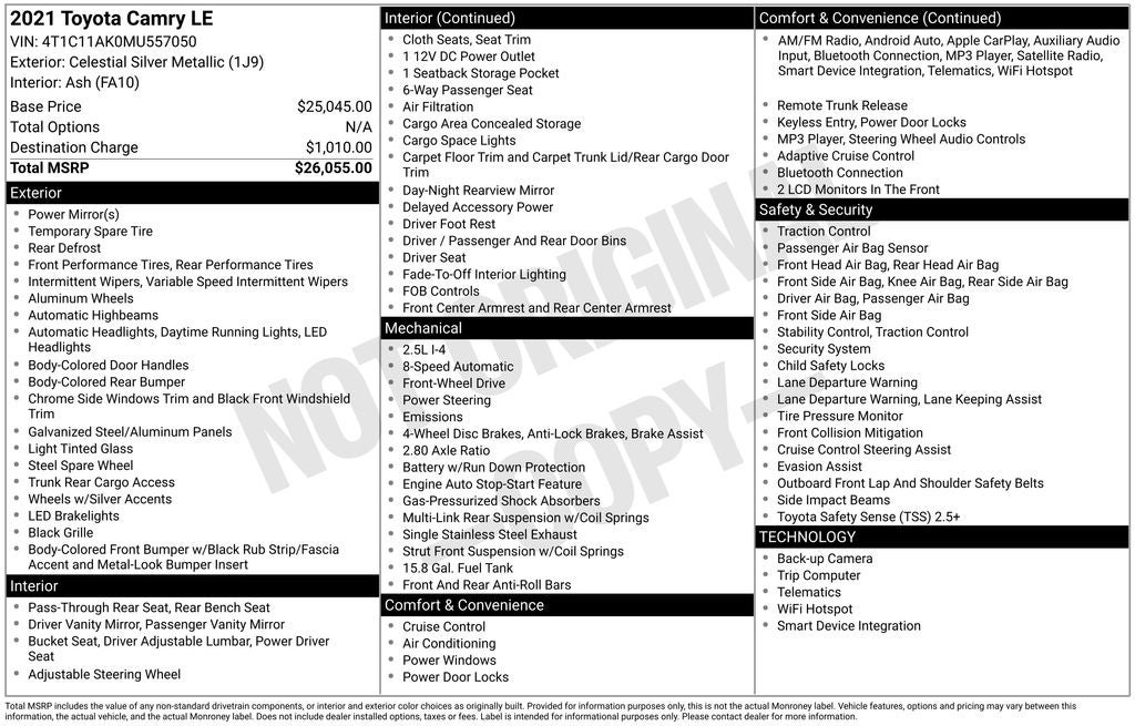 2021 Toyota Camry LE