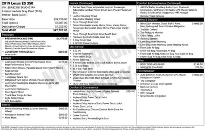 2019 Lexus ES 350 Ultra Luxury