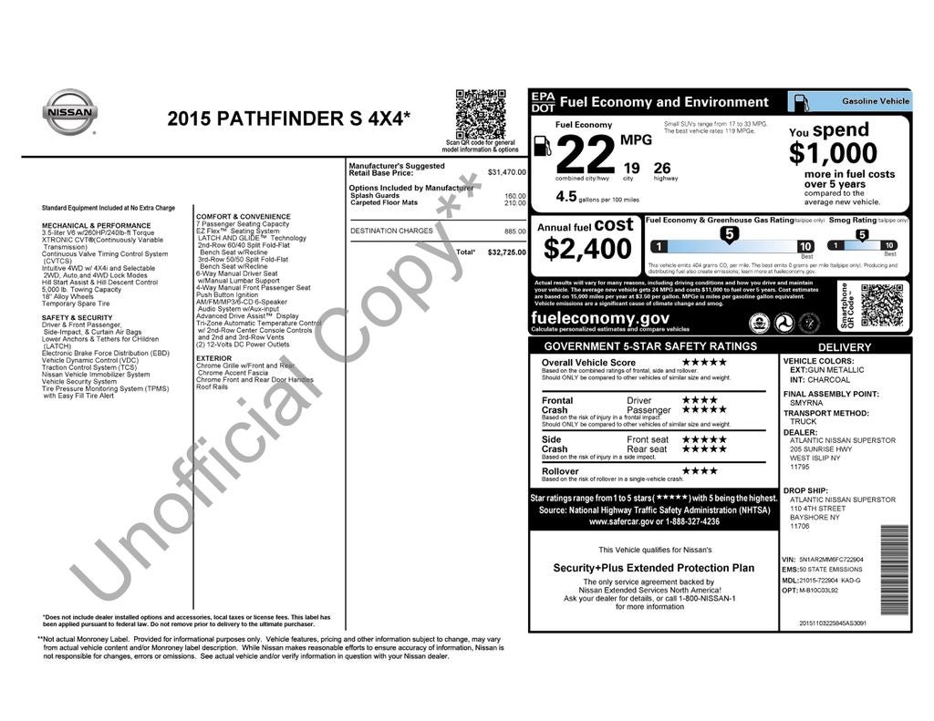 2015 Nissan Pathfinder S