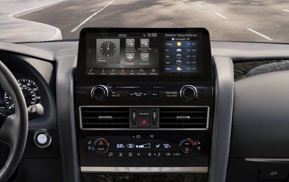 2023 Nissan Armada touchscreen and front console | Rolling Hills Nissan in Saint Joseph MO
