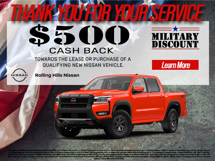 $500 Cash Back Military Discount