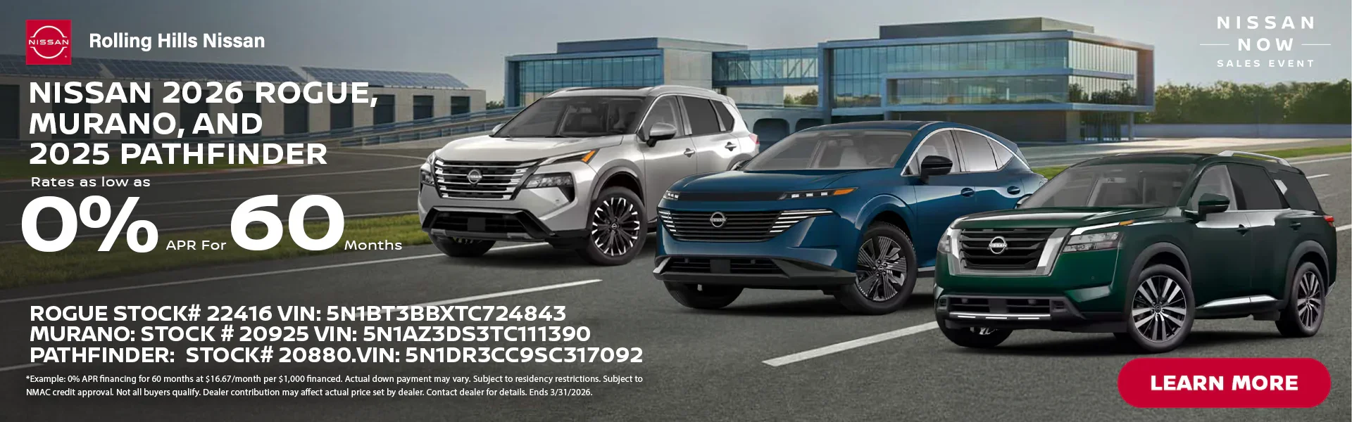 Nissan Rogue, Murano and Pathfinder